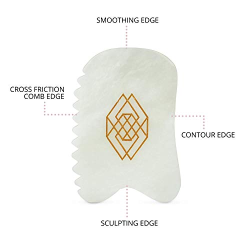 ILLUMINA BEAUTY Gua Sha Facial Tool, Unique 4-Edge Guasha Tool For Face, Jade Gua Sha Stone, Lymphatic Drainage Face Sculpting Tool