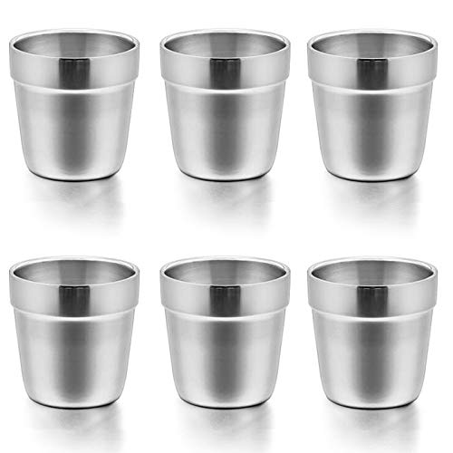 E-far Cups for Toddlers Kids, 6 Ounce Stainless Steel Insulated Tumblers for Children Preschoolers, Training & Transition, Double Wall & Shatterproof, Mirror Polished & Dishwasher Safe - 6 Pack