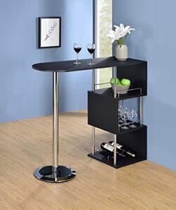 kings brand furniture minorca modern wine bar table w/shelves (black), bkack