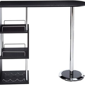 Kings Brand Furniture Minorca Modern Wine Bar Table w/Shelves (Black), Bkack