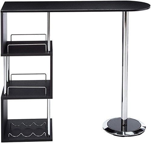 Kings Brand Furniture Minorca Modern Wine Bar Table w/Shelves (Black), Bkack