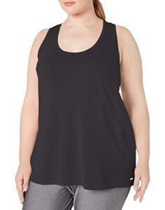 amazon essentials women's tech stretch racerback tank top (available in plus size), black, 3x