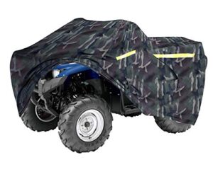 badass moto camo heavy-duty, triple-waterproof 4 wheeler cover – atv cover four wheeler. durable camouflage quad cover. atv gifts. ez access zipper, vents. medium 85"