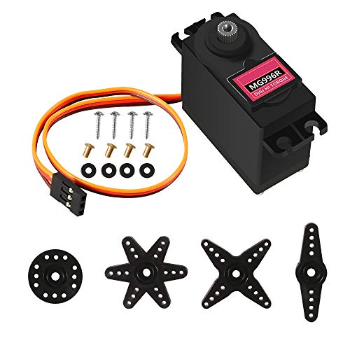 4Pcs MG996R Servo Motor Metal Gear Torque Digital Servo Motor with Arm Horn Compatible with Smart Car Robot Boat RC Airplane Model Helicopter AVR Toys Drone (Control Angle 180)