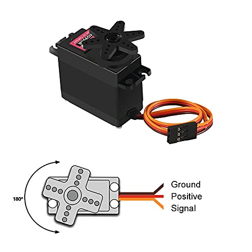 4Pcs MG996R Servo Motor Metal Gear Torque Digital Servo Motor with Arm Horn Compatible with Smart Car Robot Boat RC Airplane Model Helicopter AVR Toys Drone (Control Angle 180)