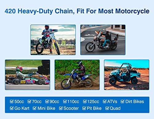 420 Motorcycle Chain - 420 Standard Roller Chain 132 Link + Chain Breaker for 110cc 125cc Dirt Pit Bike ATV Quad Go Kart Scooter Mini Bike