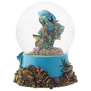 Elanze Designs Royal Blue Tang Fish 100MM Musical Snow Globe Plays Tune Wonderful World