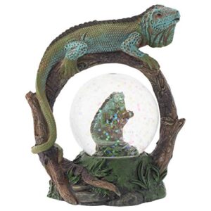 elanze designs green and blue scaled iguana figurine 45mm glitter snow globe decoration