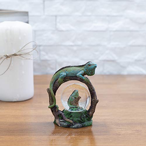 Elanze Designs Green and Blue Scaled Iguana Figurine 45MM Glitter Snow Globe Decoration