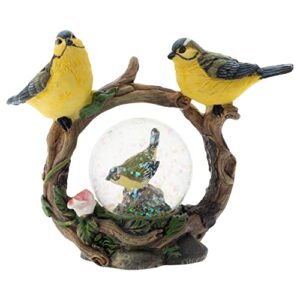 elanze designs black mask yellow birds figurine 45mm glitter snow globe decoration