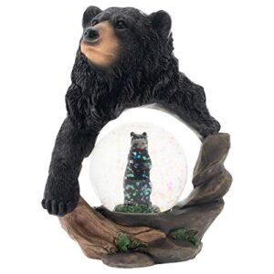 protective black bear and cub figurine 45mm glitter snow globe decoration