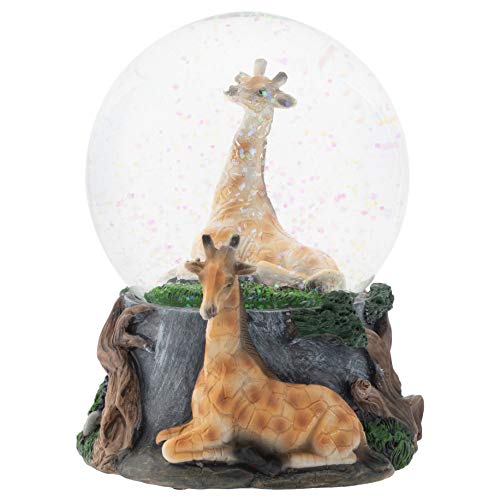 Elanze Designs Giraffe Friend Couple 100MM Musical Snow Globe Plays Tune Born Free