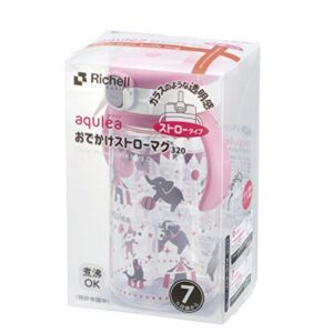 Richell Aqulea Outing Straw Mug 320ml Pink