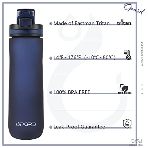 Opard Sports Water Bottle, 20 Oz BPA Free Non-Toxic Tritan Plastic Water Bottle with Leak Proof Flip Top Lid for Gym Yoga Fitness Camping (Blue)