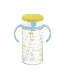 richell aqulea outing straw mug 320ml yellow