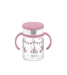 richell aqulea outing straw mug 200ml pink