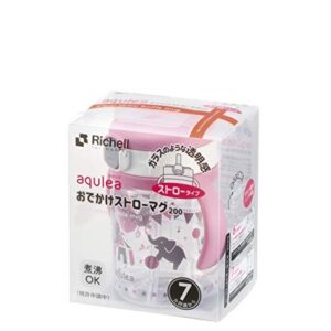 Richell Aqulea Outing Straw Mug 200ml Pink