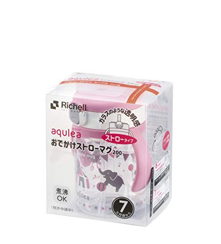 Richell Aqulea Outing Straw Mug 200ml Pink