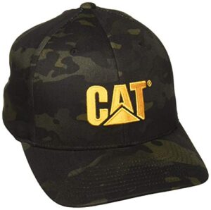 caterpillar mens trademark flexfit baseball cap, night camo, large-x-large us