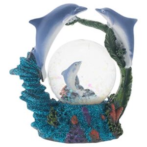 swimming dolphin family figurine 45mm glitter snow globe decoration