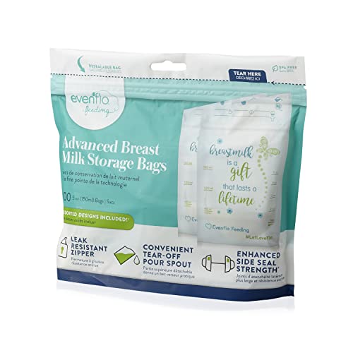 Evenflo Feeding Evenflo Feeding Advanced Breast Milk Storage Bags for Breastfeeding - 5 oz (100Count)