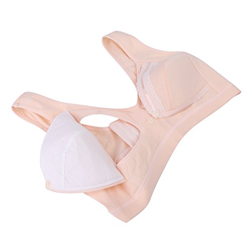 AYNEFY Nursing Bra Lightly Padded Cotton Nursing Breast Feeding Prevent Sagging Pregnant(M(34=75)-Beige)