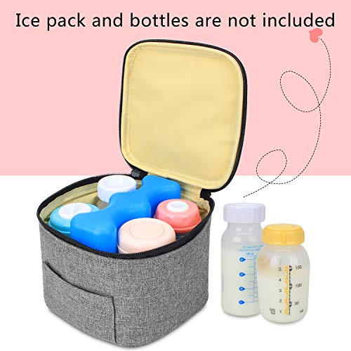 LUXJA Breastmilk Cooler Bag (Hold Four 5 Ounce Breastmilk Bottles), Leakproof Breast Milk Cooler for 4 or 5 Ounce Bottles (Bag Only), Gray