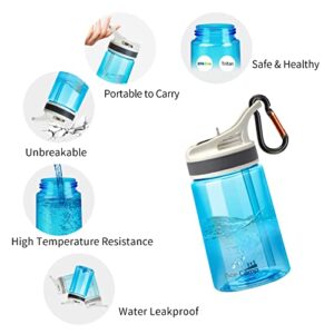 AceCamp 2 Pack-Kids Water Bottle with Straw for School Kids Boys Girls,12OZ Children Toddler Water Bottle Small with clip Tritan BPA Free for Backpack Outdoor Sports Travel Portable and Leakproof