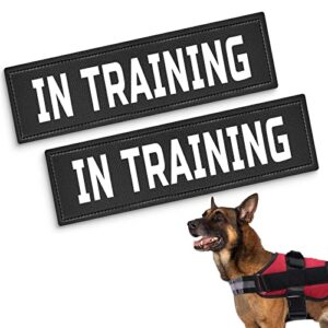 dog vest patches, service dog/in training/emotional support/therapy dog/do not pet pu patches - 2 free removable dog tags for dog harness, collar & leash