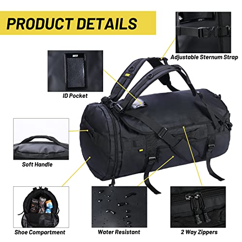 MIER Large Duffel Backpack Sports Gym Bag with Shoe Compartment, Heavy Duty and Water Resistant, Black, 90L