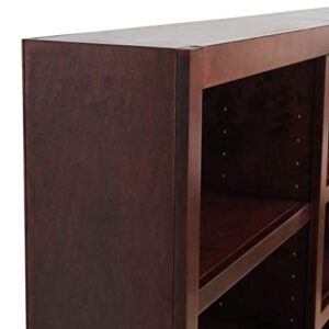 Traditional 84" Tall 18-Shelf Triple Wide Wood Bookcase in Cherry