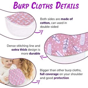 Organic Burp Cloths for Baby Girls - 5-Pack Ultra Absorbent Burping Cloth, Burp Clothes, Newborn Towel - Milk Spit Up Rags - Burpy Bib for Unisex, Boy, Girl - Burp Cloths Set