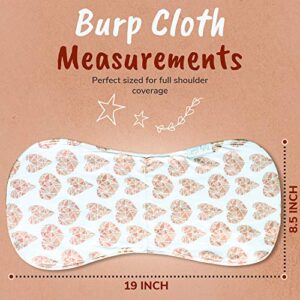 Organic Burp Cloths for Baby Girls - 5-Pack Ultra Absorbent Burping Cloth, Burp Clothes, Newborn Towel - Milk Spit Up Rags - Burpy Bib for Unisex, Boy, Girl - Burp Cloths Set