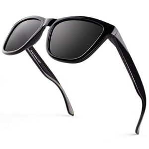 linvo classic black polarized sunglasses for men dark driving shades uv protection mso7
