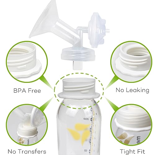 PumpMom Pump Bottle Adapter, Baby Bottle Thread Changer Converter for Spectra S1 S2 Pump Wide Mouth Flanges to Use Standard Sized Bottles. Compatible with Medela, Ameda, Dr. Brown Narrow Neck Bottles