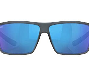 Costa Del Mar Men's Rincon Fishing and Watersports Polarized Rectangular Sunglasses, Matte Smoke Crystal/Grey Blue Mirrored Polarized-580G, 63 mm