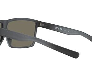 Costa Del Mar Men's Rincon Fishing and Watersports Polarized Rectangular Sunglasses, Matte Smoke Crystal/Grey Blue Mirrored Polarized-580G, 63 mm