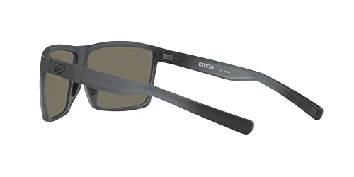 Costa Del Mar Men's Rincon Fishing and Watersports Polarized Rectangular Sunglasses, Matte Smoke Crystal/Grey Blue Mirrored Polarized-580G, 63 mm