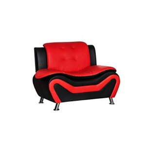 kingway furniture gilan faux leather club chair - black/red