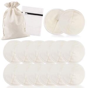 phogary 12 pcs washable bamboo nursing pads, reusable organic breast pads with laundry bag and storage bag, soft & super absorbent - perfect baby shower