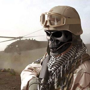 Flantor Motorcycle Goggle Skull Face Mask for Airsoft Paintball Motor Racing Polarized Lens