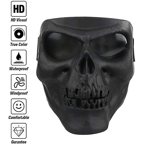 Flantor Motorcycle Goggle Skull Face Mask for Airsoft Paintball Motor Racing Polarized Lens