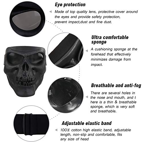 Flantor Motorcycle Goggle Skull Face Mask for Airsoft Paintball Motor Racing Polarized Lens