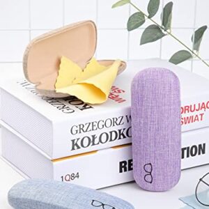 3 Sets Hard Shell Eyeglasses Case Fabric Portable Drawstring Bag with Cleaning Cloth for Glass Storage