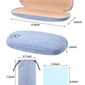 3 Sets Hard Shell Eyeglasses Case Fabric Portable Drawstring Bag with Cleaning Cloth for Glass Storage