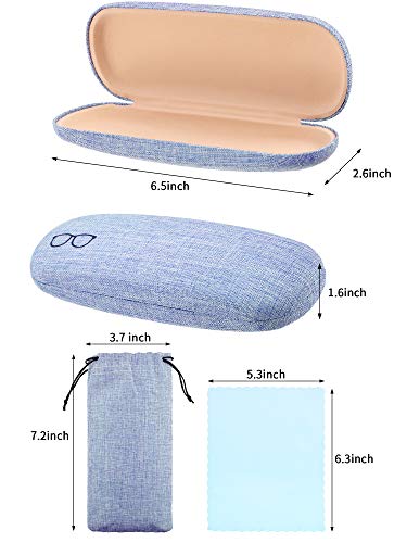 3 Sets Hard Shell Eyeglasses Case Fabric Portable Drawstring Bag with Cleaning Cloth for Glass Storage