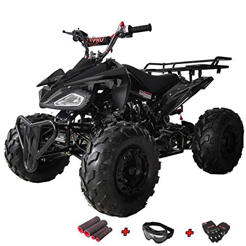 X-Pro 125cc ATV 4 Wheels Wheelers Quad 125 ATV Quads with LED Lights, Big 19"/18" Tires,Black