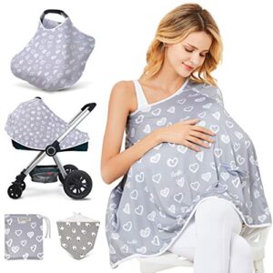 kefee kol baby nursing cover & nursing poncho - multi use cover for baby car seat canopy, shopping cart cover, stroller cover, 360° full privacy breastfeeding coverage, baby shower gifts for boy&girl