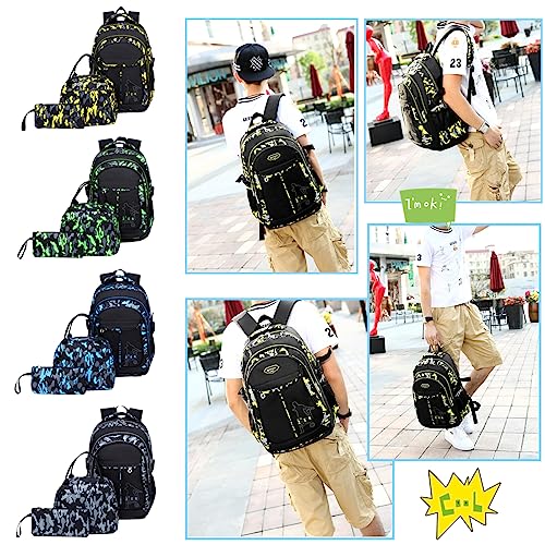 Camo-Print Primary School Backpack and Lunch-Bag Set for Boys Camouflage Elementary Bookbag Rucksack Waterproof