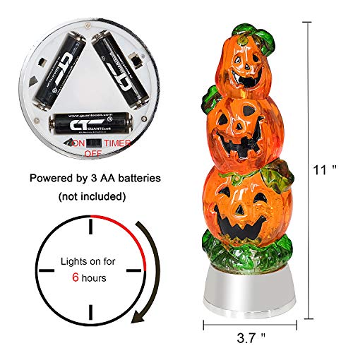 Eldnacele Halloween Pumpkin Light Snow Globe Lighted Lamp with 6H Timer, Battery Operated Spinning Water Glittering Swirling Tornado Lights Tabletop Halloween Decoration Celebration Parties